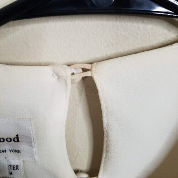 In The Mood Womens Chiffon Dress Size 10 Vintage Lace Collar Rosettes Off White - Picture 8 of 10